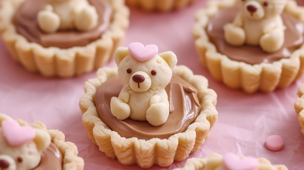 Tiny Teddy Bear Tarts shaped Generative Ai