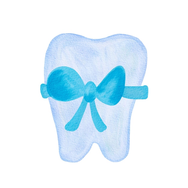 Tiny tooth watercolor Cute cartoon tiny tooth Tooth fairy first tooth isolated