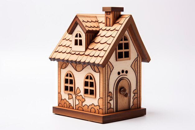 tiny wooden dwelling coin container