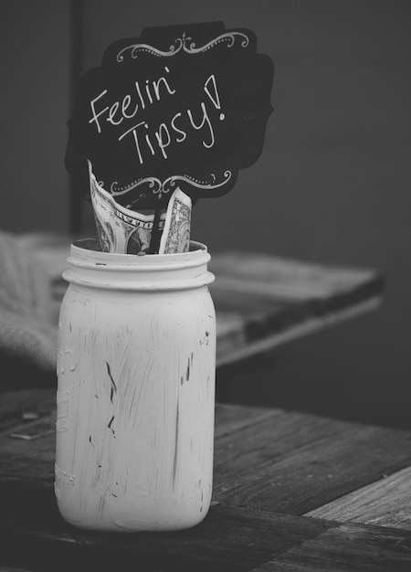 Photo tip jar at a wedding