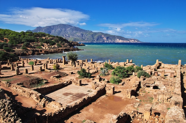 Tipaza Roman ruins of stone and sand in Algeria, Africa