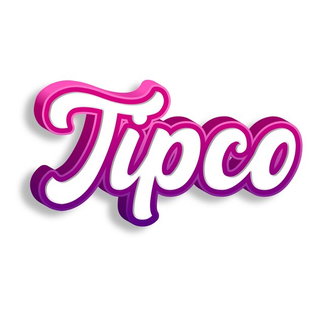 Tipco typografie 3d ontwerp geel roze witte achtergrond foto jpg.