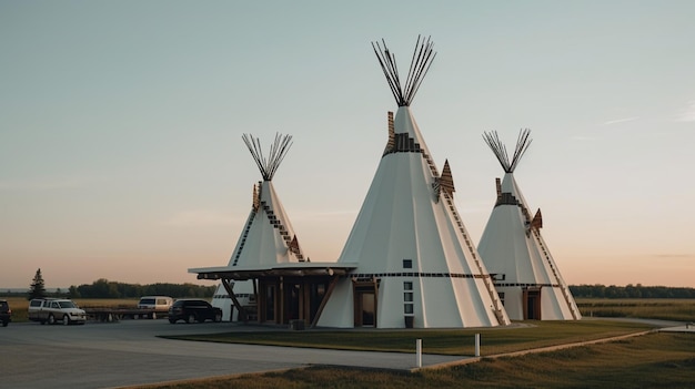 The tipi building at the top of the hill