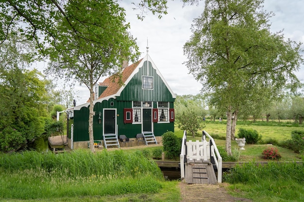 Tipical Dutch buildings in Netherlands willage in sunny day Netherlands Europe Instagram toning