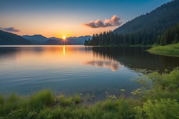 Photo tipsoo lake sunset