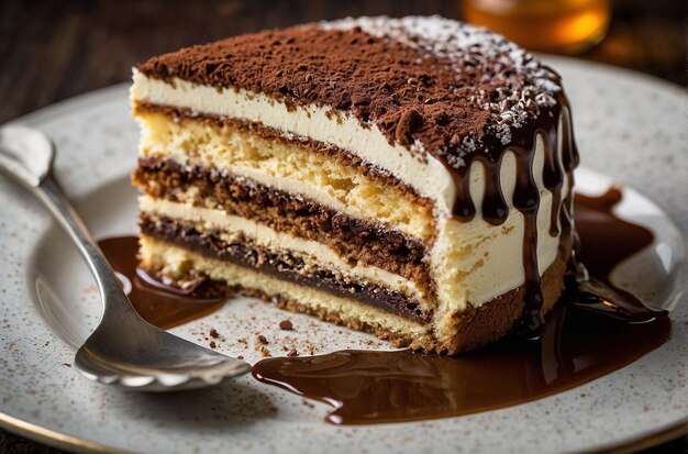 Tiramisu cake with layers of coffeeso