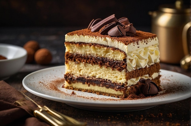 Tiramisu cake with layers of coffeeso