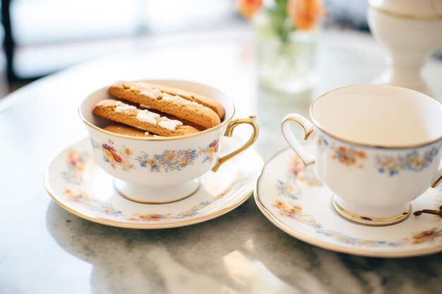 Tiramisu flavored biscotti by coffee pot