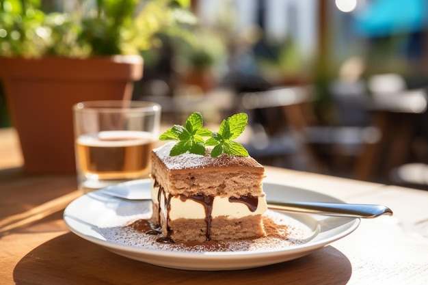 Tiramisu geserveerd in een glazen dessertkoepel voor een luxe presentatie