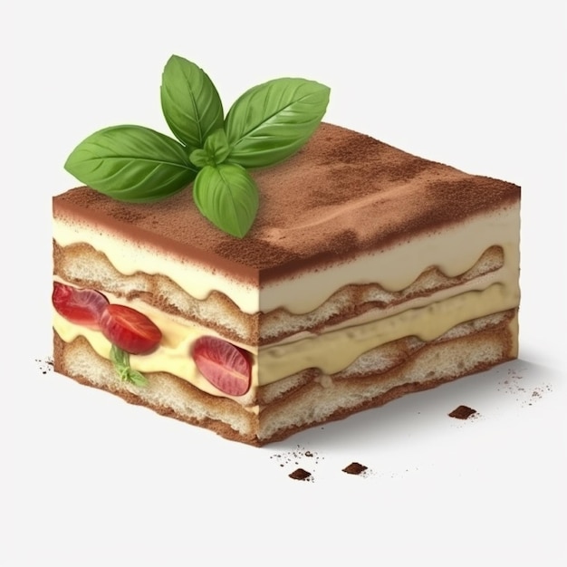 Tiramisu is een Italiaanse cheesecake gegarneerd met cacaopoeder AI gegenereerd