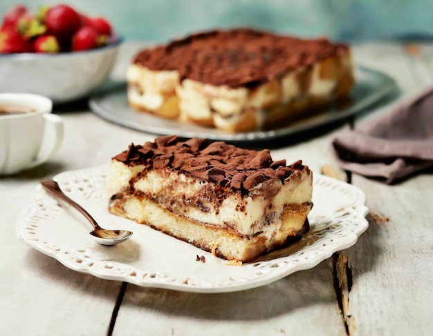 Tiramisu an Italian dessert made with mascarpone cheese and espresso coffee