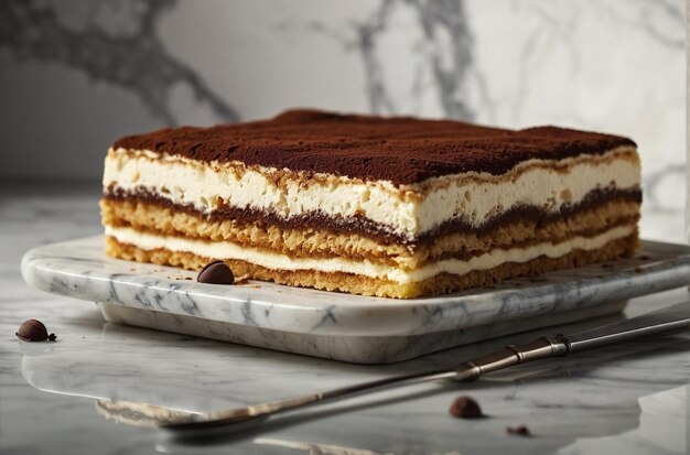 Tiramisu on Marble Board