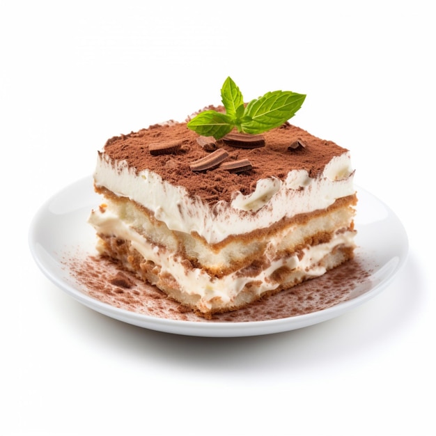 Tiramisu met witte achtergrond hoge kwaliteit ultra h