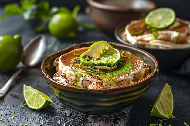 Tiramisu served with a dusting of lime zest