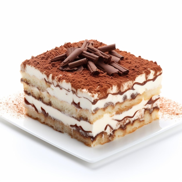 Tiramisu with white background high quality ultra h