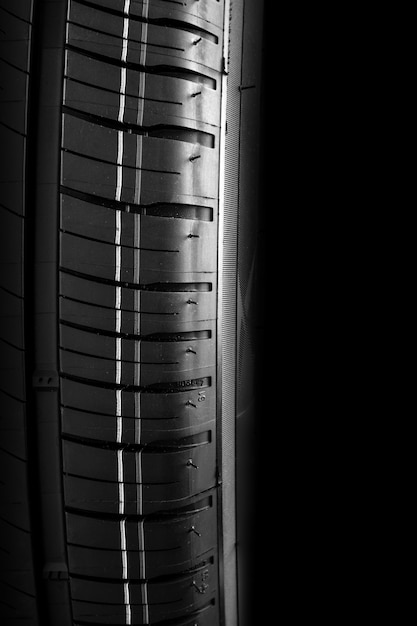 tire on black background