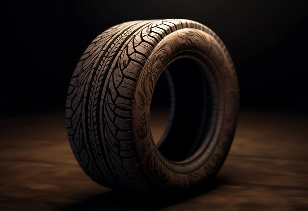 A tire on a dark background