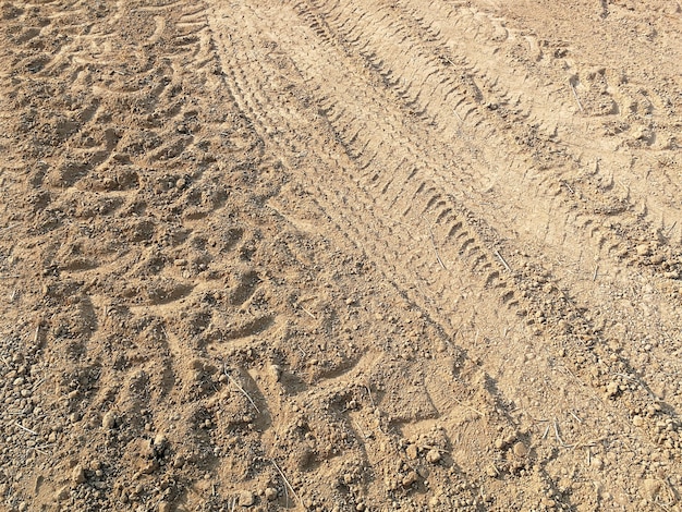 Tire track of many vehicle on ground