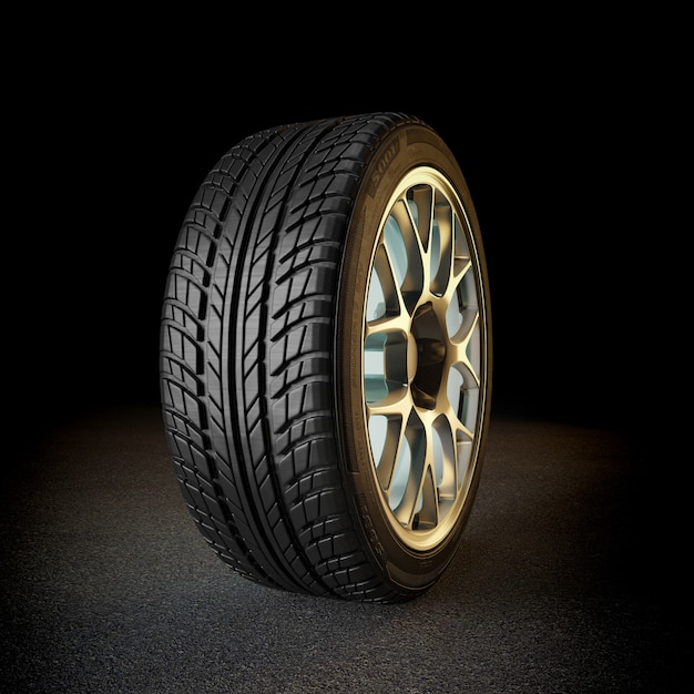 Tire with golden rim