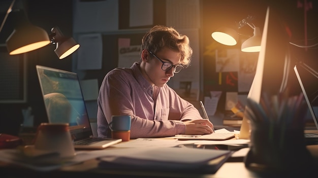 Tired exhausted arabic or indian man office worker manager or freelancer sitting at his desk tir