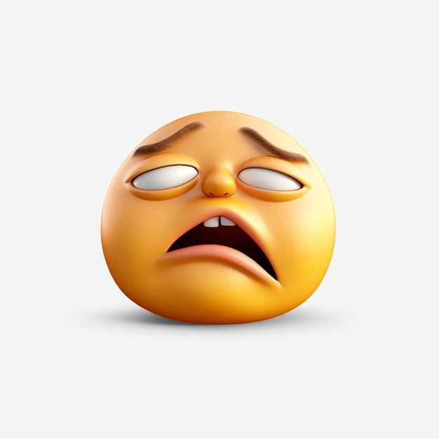 Tired Face emoji on white background high quality 4k hdr