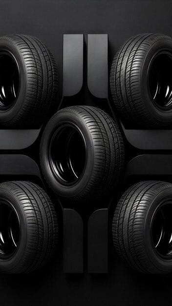 Tires 5 lines on a black background