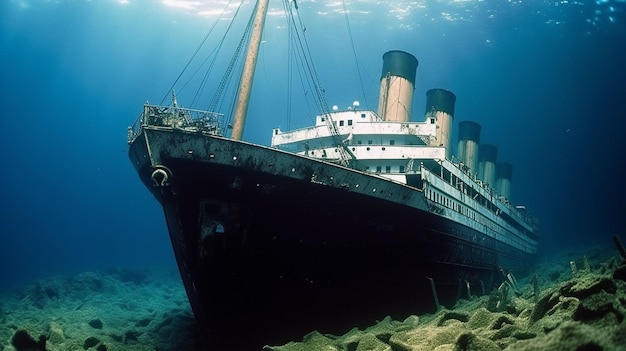 titanic ship with a large ship on the front