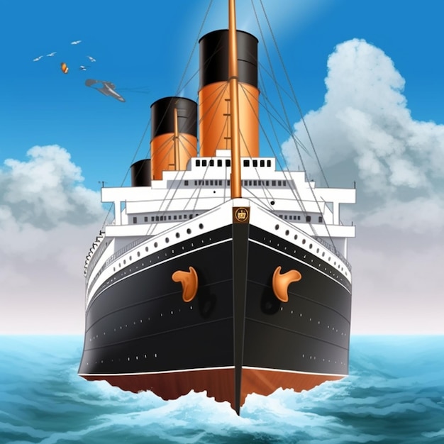 Titanic ship with a large ship on the front