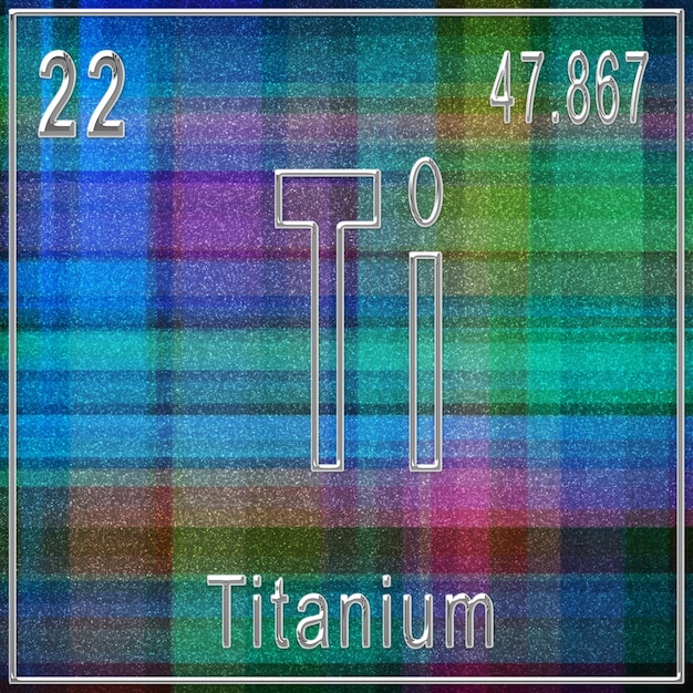 Photo titanium chemical element sign with atomic number and atomic weight