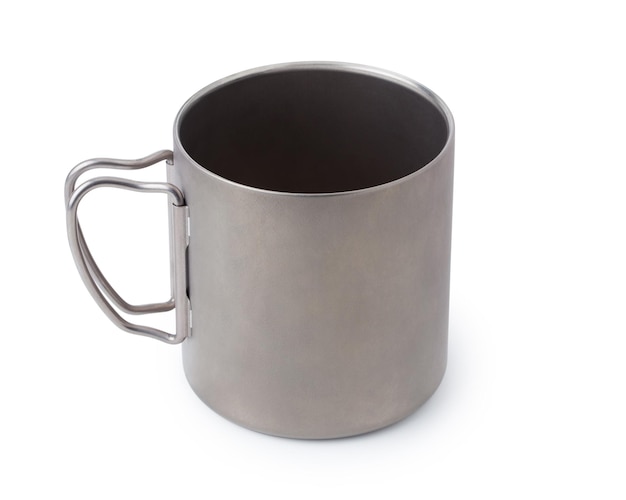 Photo titanium double wall cup titanium mug isolated on white background with clipping path