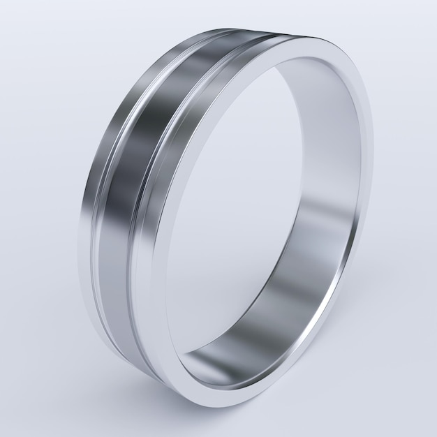 Foto titanium heren ring geïsoleerd op een witte achtergrond. 3d-weergave