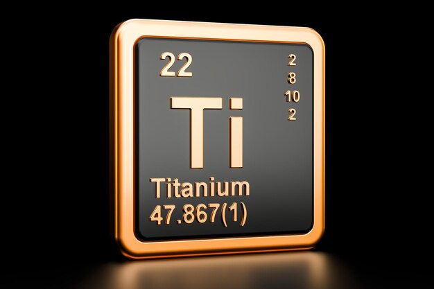 チタン Ti 化学元素記号 3 D レンダリング