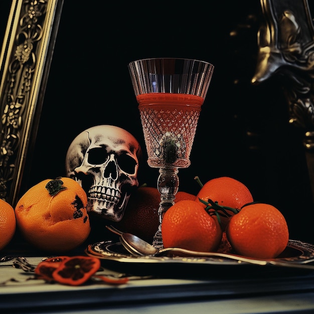 Photo titian style of vanitas pop art food photography