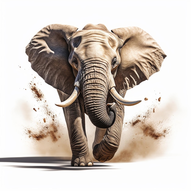 The title Angry Elephant Running Towards Camera suggests an image of an enraged elephant charging