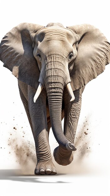 The title Angry Elephant Running Towards Camera suggests an image of an enraged elephant charging