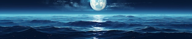 Title Lunar Serenity The Moon in the Cosmic Blue Ocean