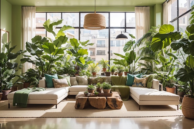 Title Urban Jungle Tropical Oasis in the Living Room