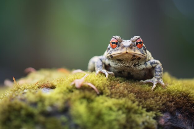 Toad on a mossy rock in the shade