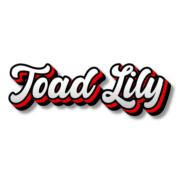 ToadLily 텍스트 3D 실버 레드 블랙 화이트 배경 사진 JPG