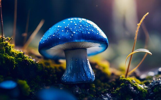 Toadstool close-up van een gloeiende giftige paddenstoel in het bos