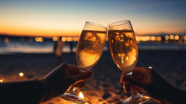 Toast to the Sunset Celebrating Life's Moments with Champagne Generative AI