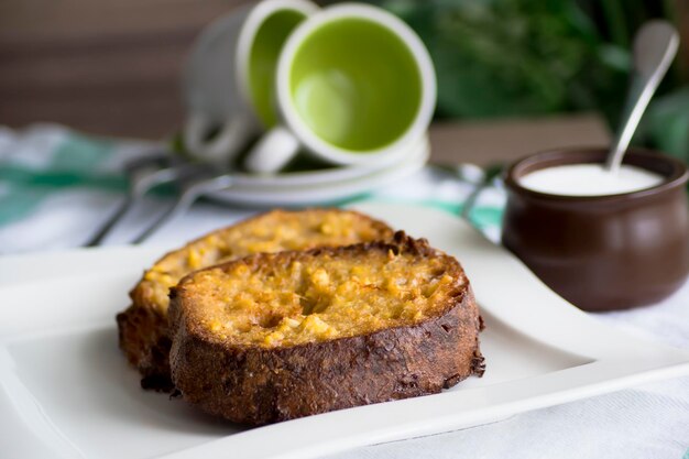 Toast. Typical Easter dessert in Spain