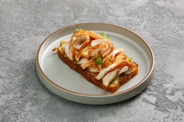 Toast with chicken fillet