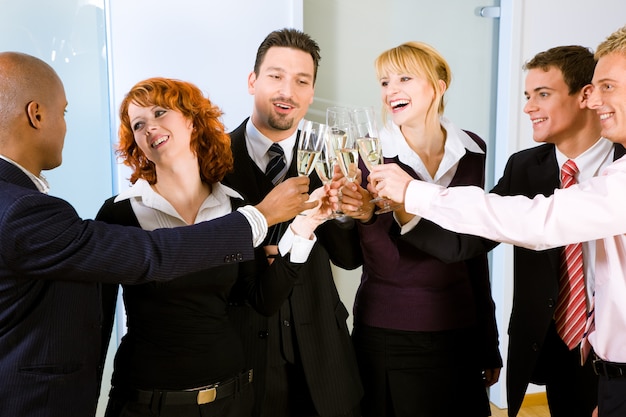 Toast with a group of people