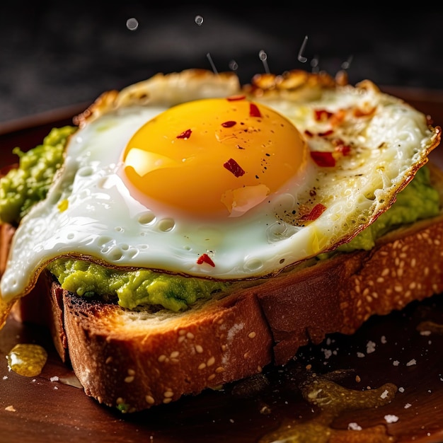 Toast with Guacamole and Fried Egg