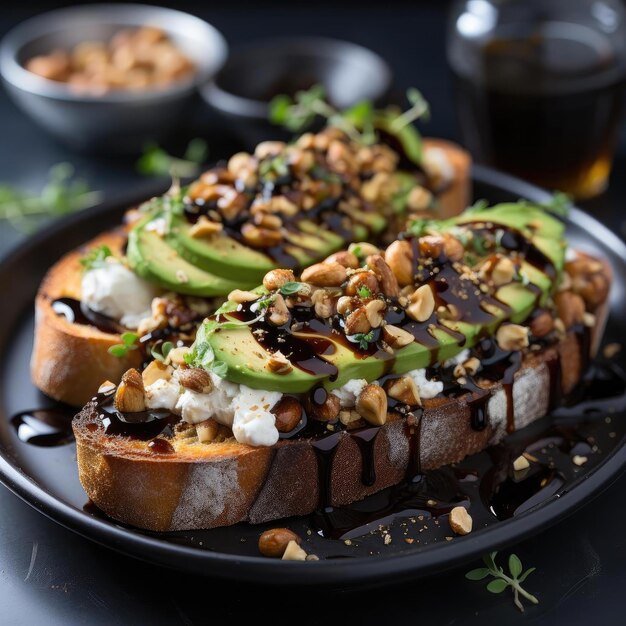 Toast with nuts and avocado