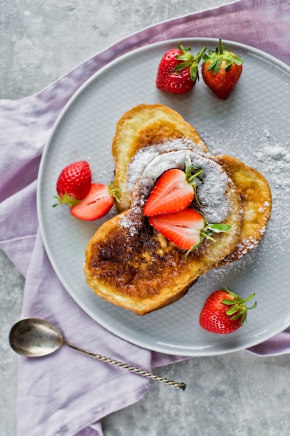 Toast with strawberries. 