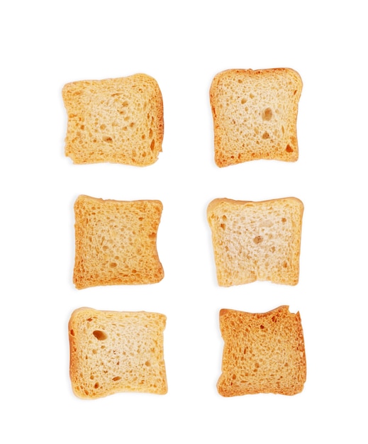 Toasted bread Italian bruschetta toasts isolated on white background