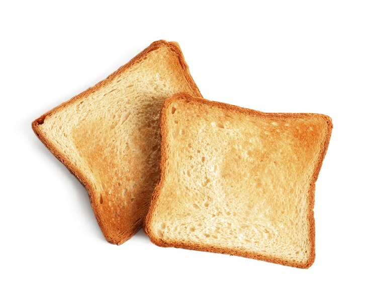 Photo toasted bread on white background