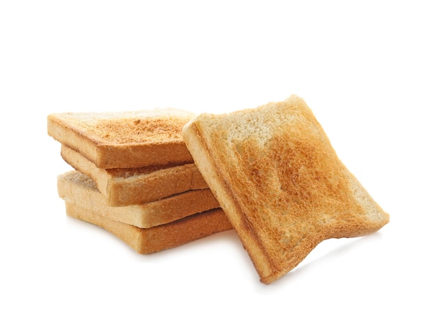 Toasted bread on white background